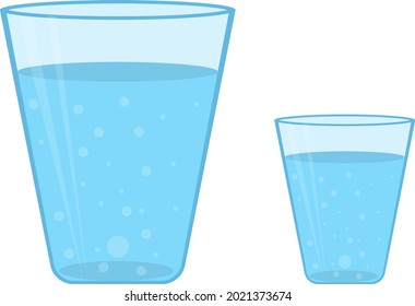 Dos vasos de agua, ilustración, vector sobre un fondo blanco.