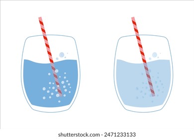 Zwei Gläser Wasser mit einem Strohhalm. Durst, gesunder Lebensstil