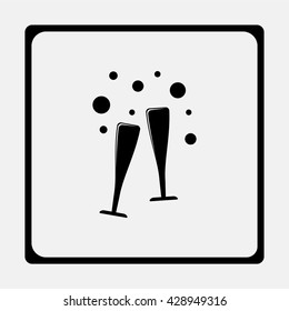 Two glasses of wine or champagne.