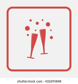 Two glasses of wine or champagne.
