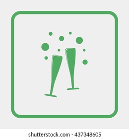 Two glasses of wine or champagne.
