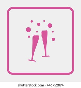 Two glasses of wine or champagne.