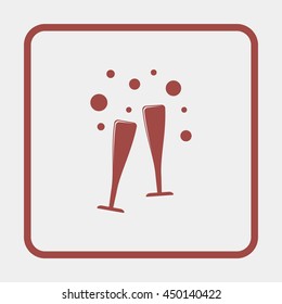 Two glasses of wine or champagne.