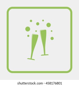 Two glasses of wine or champagne.