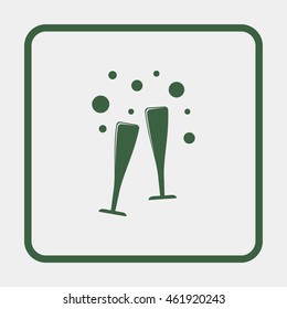 Two glasses of wine or champagne.