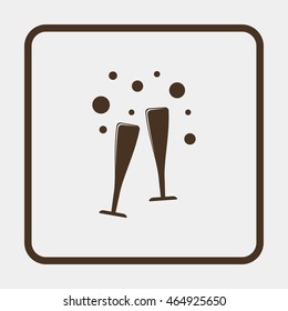 Two glasses of wine or champagne.
