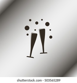 Two glasses of wine or champagne.