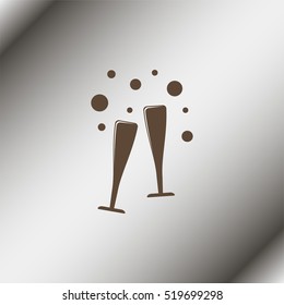 Two glasses of wine or champagne.