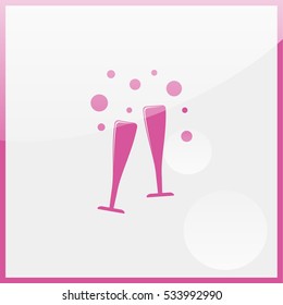 Two glasses of wine or champagne.