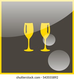 Two glasses of wine or champagne.