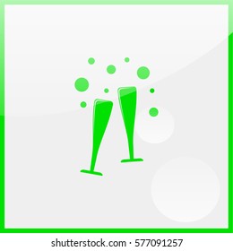 Two glasses of wine or champagne.