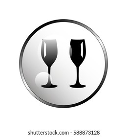 Two glasses of wine or champagne.