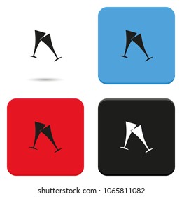 Two glasses of wine or champagne flat vector icon. Cheers illustration.