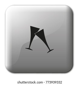 Two glasses of wine or champagne flat vector icon. Cheers illustration.