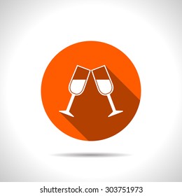 Two glasses of wine or champagne icon