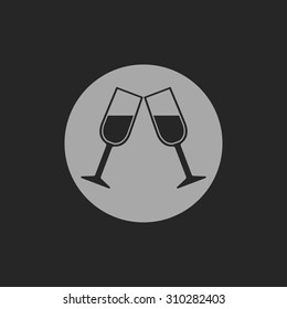 Two glasses of wine or champagne icon