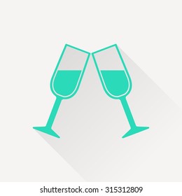 Two glasses of wine or champagne icon