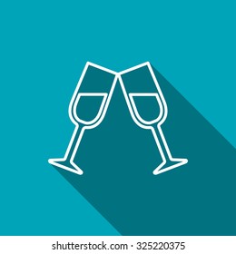 Two glasses of wine or champagne icon