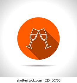 Two glasses of wine or champagne icon