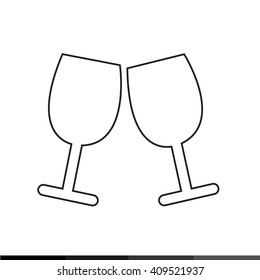 Two glasses of wine or champagne icon Illustration design
