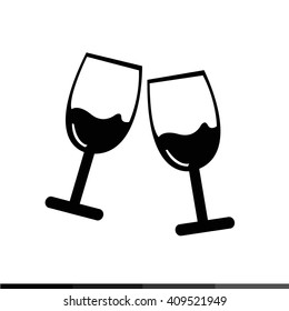 Two glasses of wine or champagne icon Illustration design