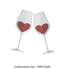 Two glasses of wine. Colored vector illustration on white background