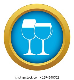 Two glasses of wine icon blue vector isolated on white background for any design