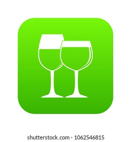 Two glasses of wine icon digital green for any design isolated on white vector illustration