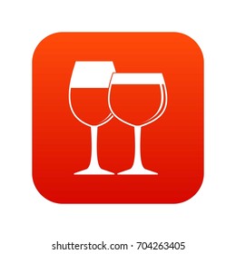 Two glasses of wine icon digital red for any design isolated on white vector illustration
