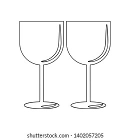 Two glasses of wine icon. Element of Love for mobile concept and web apps icon. Outline, thin line icon for website design and development, app development