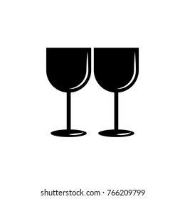 Two glasses of wine icon. Love or couple element icon. Premium quality graphic design. Signs, outline symbols collection icon for websites, web design, mobile app, info graphics on white background