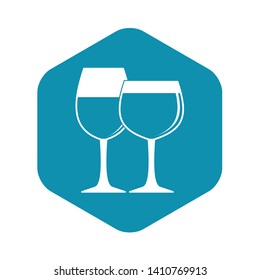 Two glasses of wine icon. Simple illustration of two glasses of wine vector icon for web