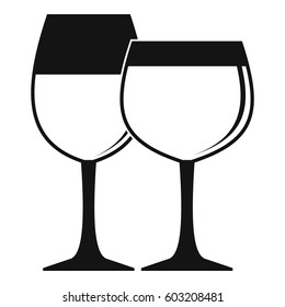 Two glasses of wine icon. Simple illustration of two glasses of wine vector icon for web