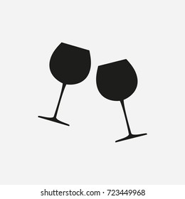 Two glasses of wine. Wine icon. Vector illustration.
