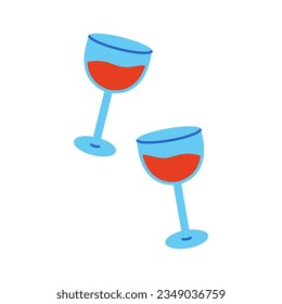 Two glasses with wine isolated on white background.