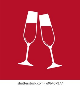 Two glasses of wine,  romantic icon, vector