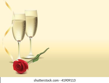 Zwei Gläser Wein und Rose