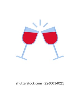 Two glasses of wine. Toasting. Flat vector illustration. 