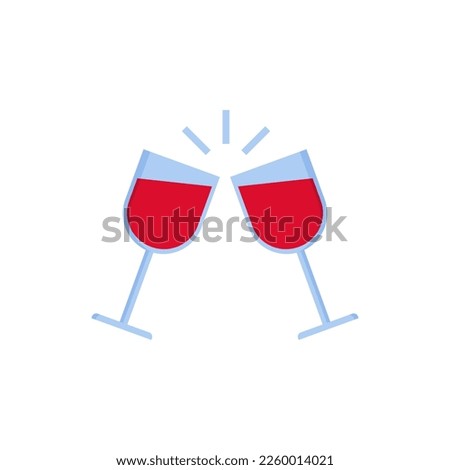 Two glasses of wine. Toasting. Flat vector illustration. 