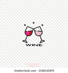 Zwei Gläser Wein. Vektorsymbol. Logo.