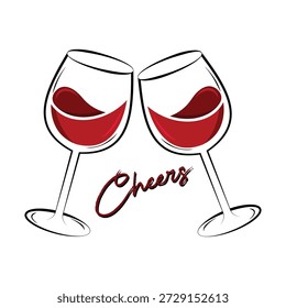 Two Glasses Of Wine which collide on white background