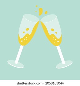 Two glasses of yellow champagne 