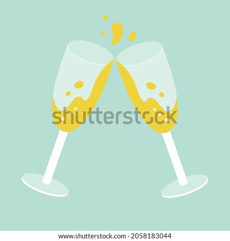 Two glasses of yellow champagne 