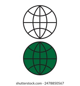 two globe icons with two color choices