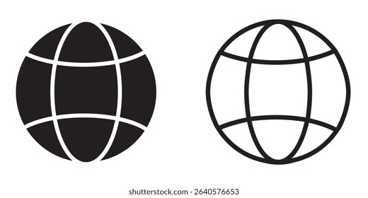 Two globe icons showcasing different styles of representation in a simple design environment