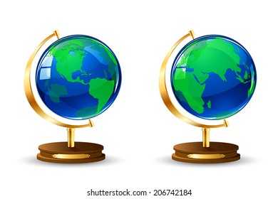Two globe isolated on white background, illustration.