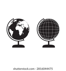 Two Globe Silhouettes On White Background Geographical Representation