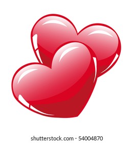 Two glossy hearts