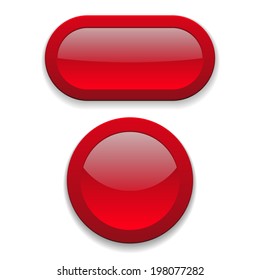 Two glossy red button on white background