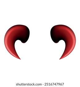 Two glossy red devil horns are prominently displayed against a clean white backdrop, perfect for enhancing costumes, festive attire, or theatrical performances.